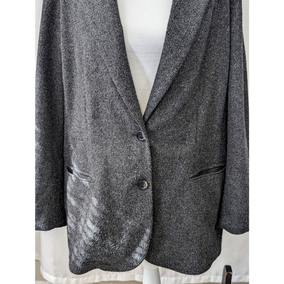 J. JILL! MICRO NUBBY FINISH BLACK, WHITE WOOL BLEND STRETCH JACKET! SZ L - Picture 4 of 8